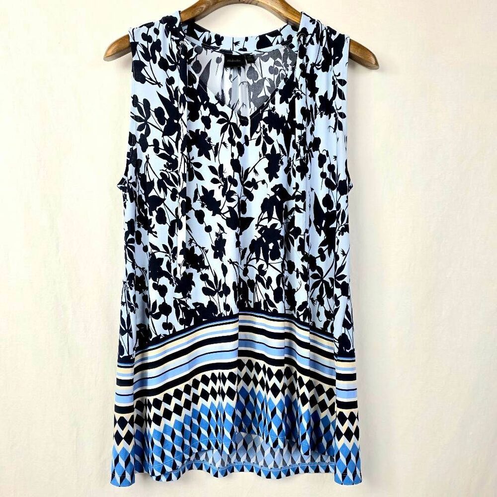 Rafaella Sleeveless Floral Blouse Blue L